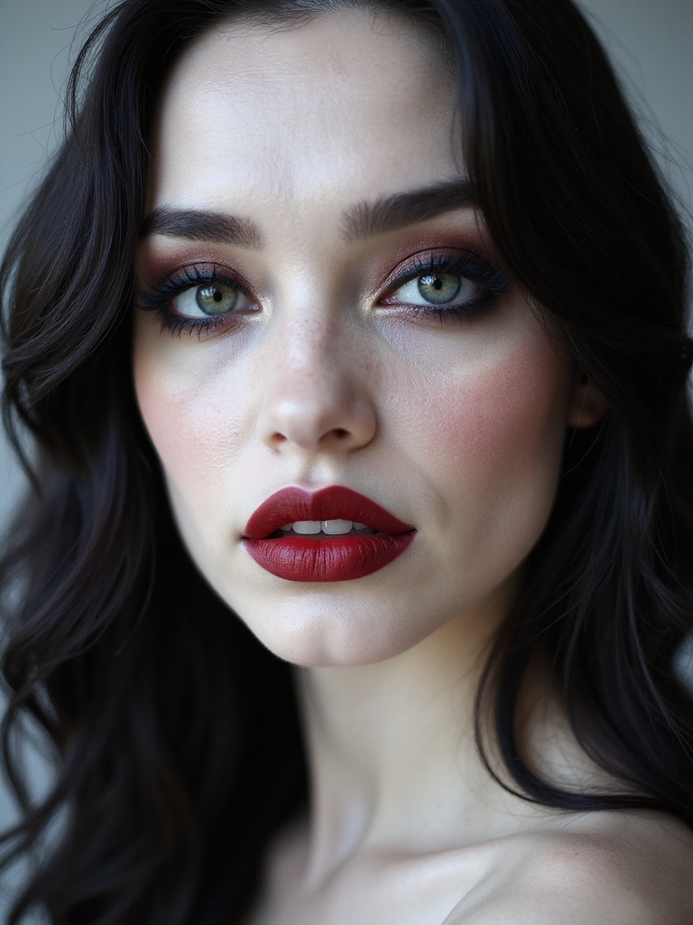 porcelain skin crimson lips