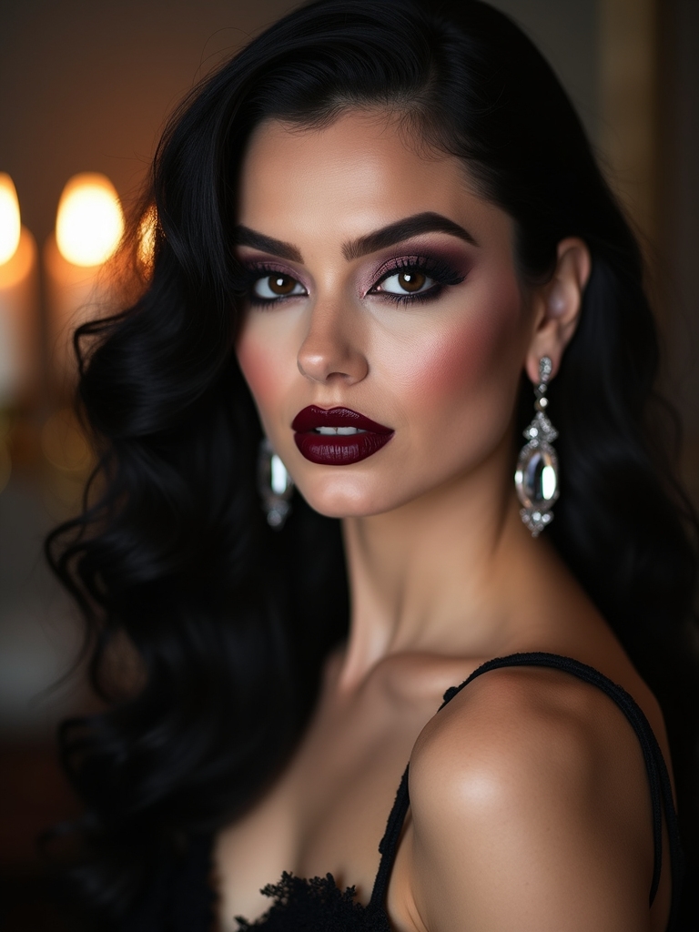 porcelain skin wine lips