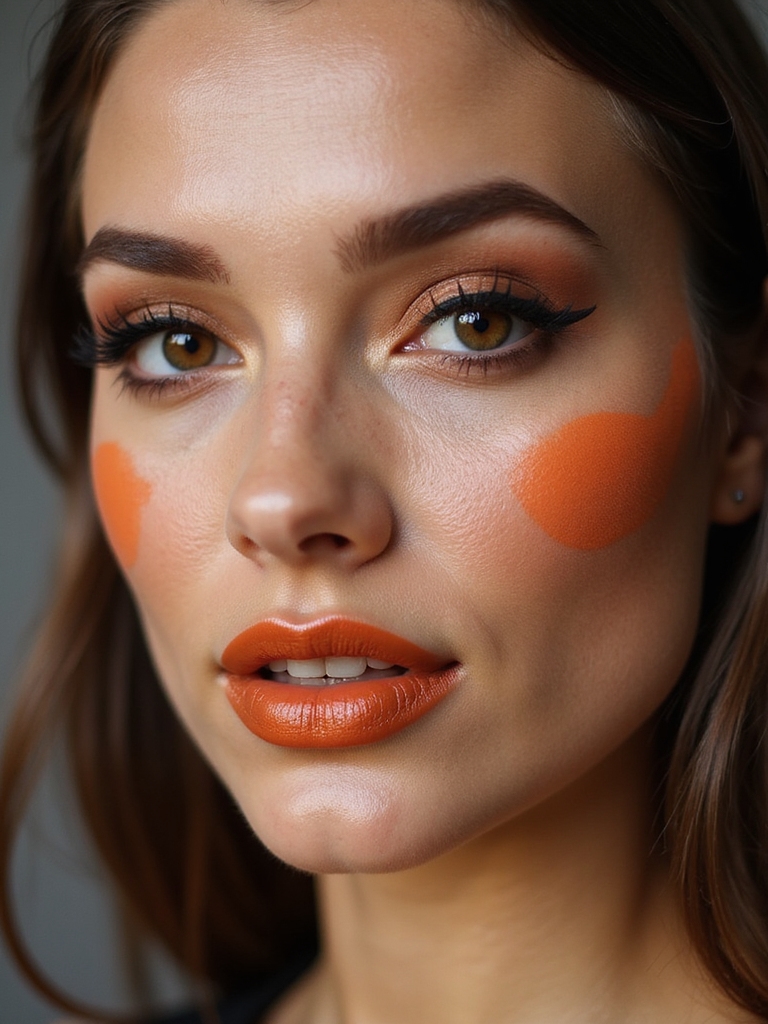 pumpkin toned smudged jack o lantern lips