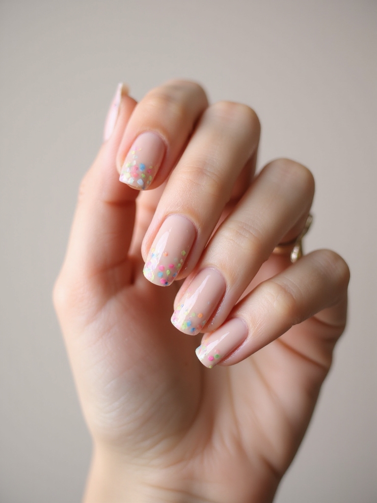rainbow confetti french tips