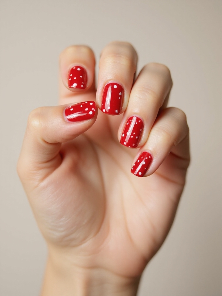 retro cherry red polka dots