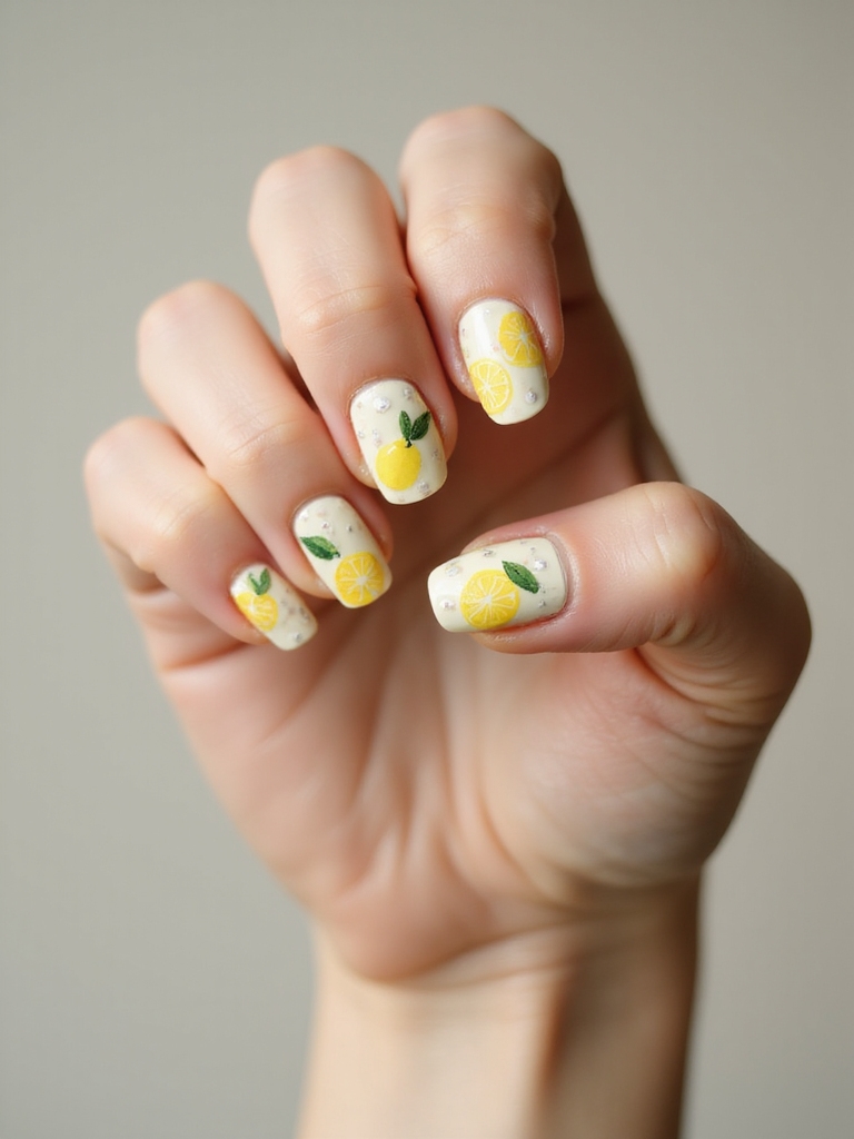 retro mini citrus cherry manicure