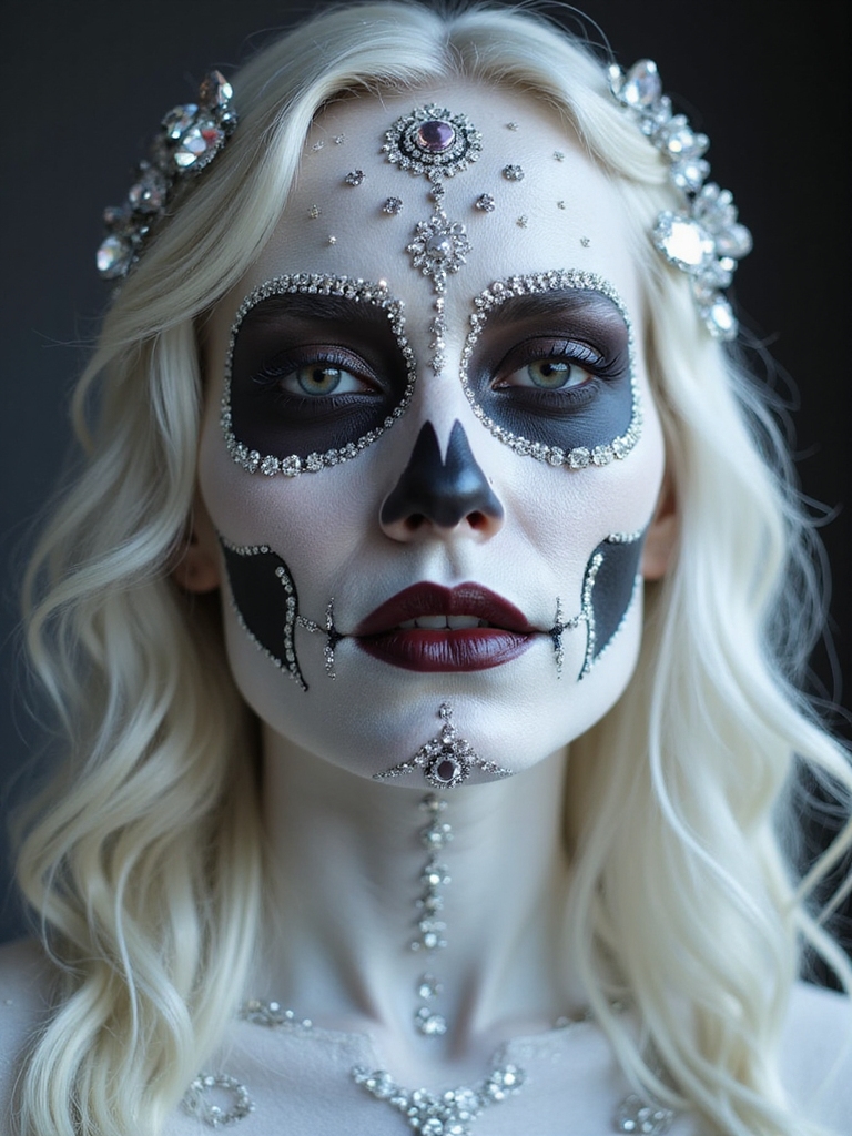 rhinestone embellished sculpted skull glam