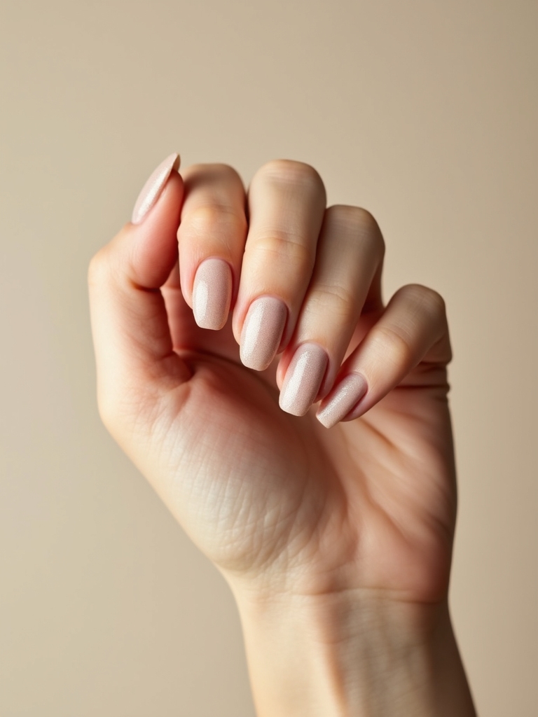 sandy nude textured manicure