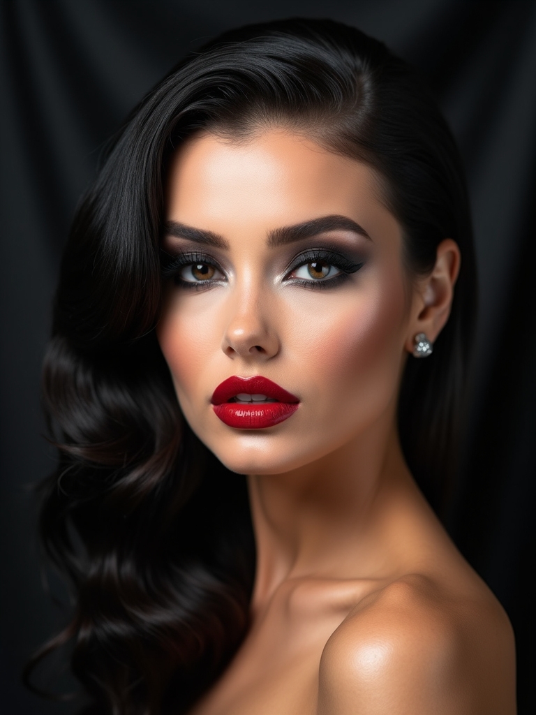 satin velvet blood red lips