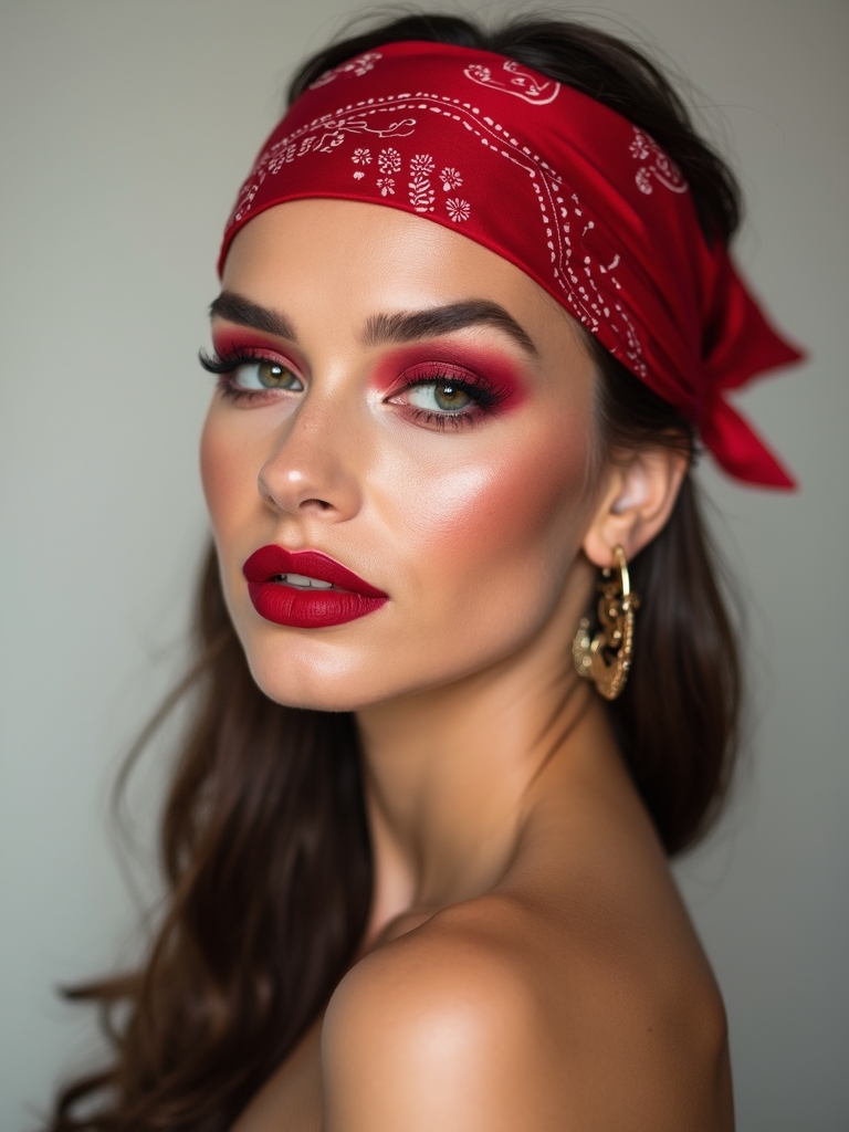 scarlet monochrome makeup look