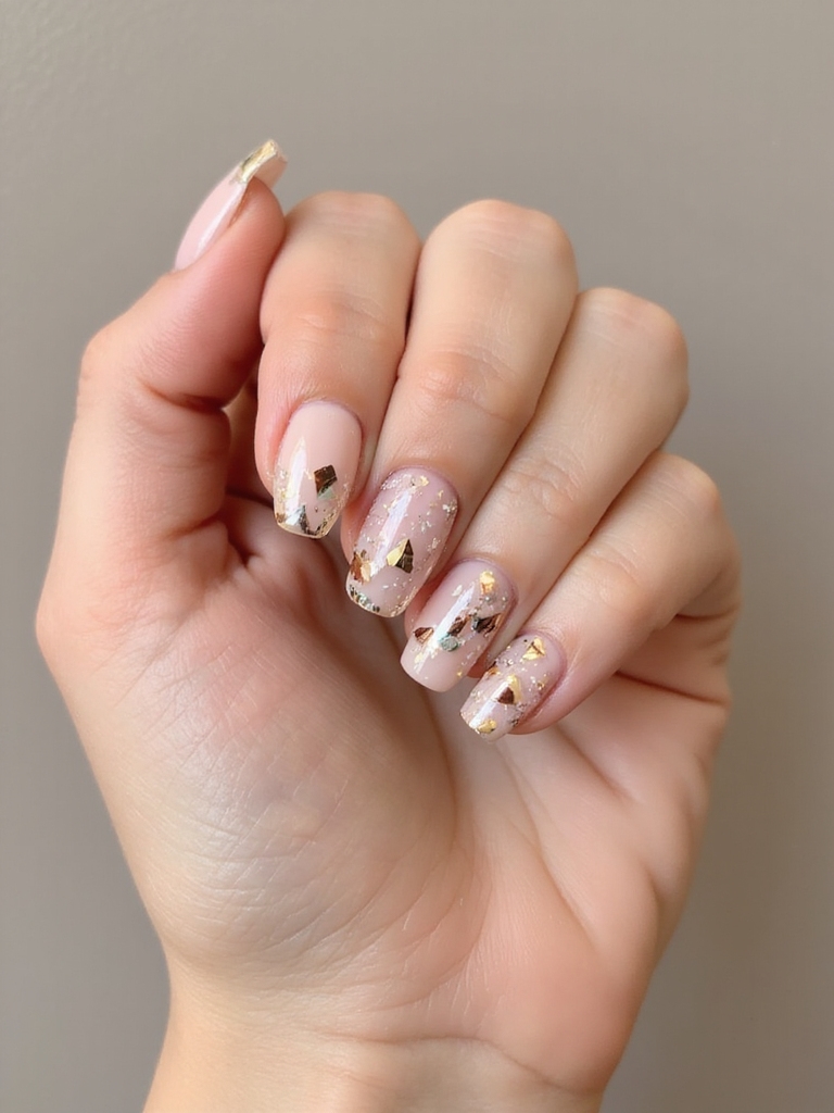 scattered metallic foil nailart