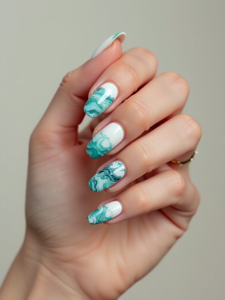 seafoam turquoise marbled waves