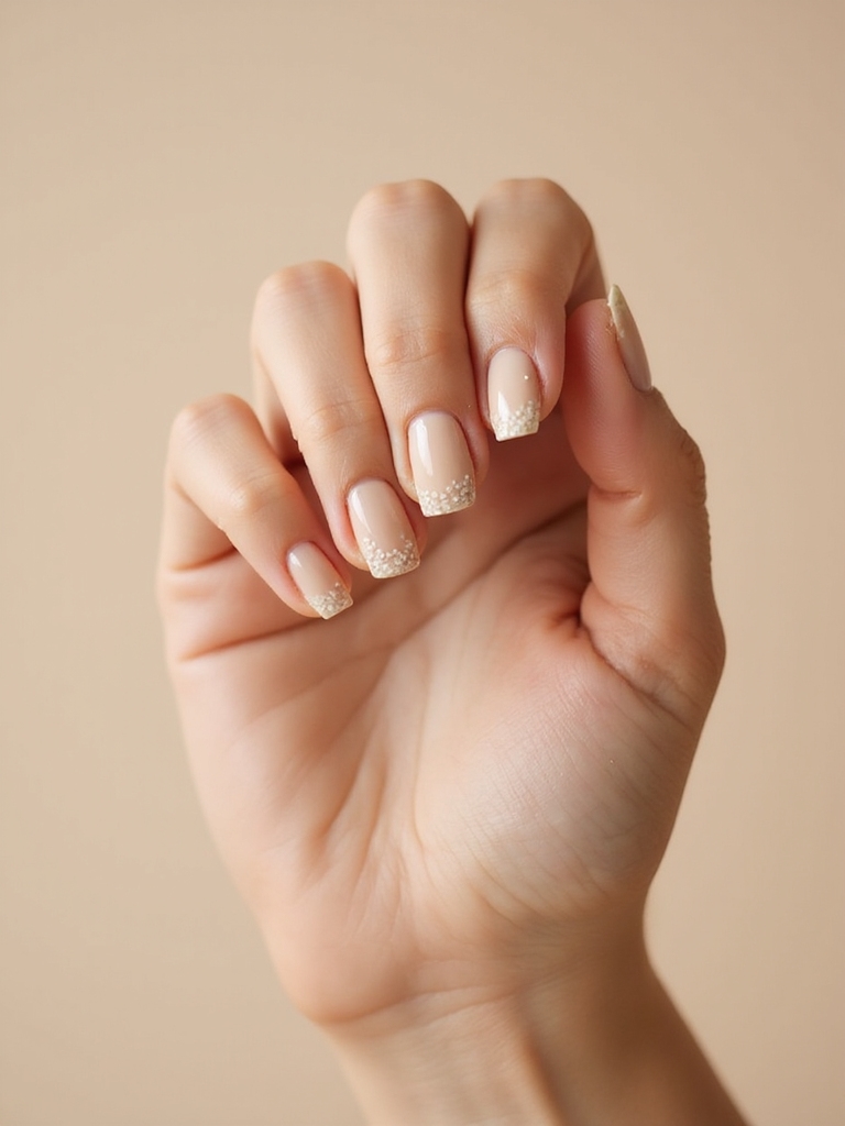 sheer french tips with shells