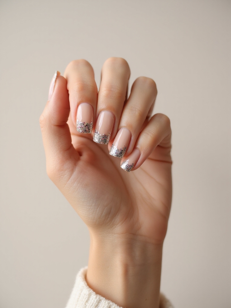 sheer nude confetti tips
