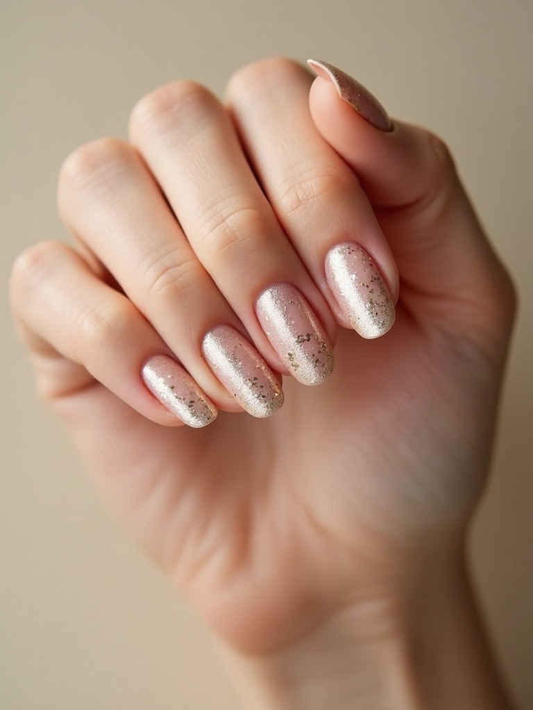 sheer nude with goldflakes