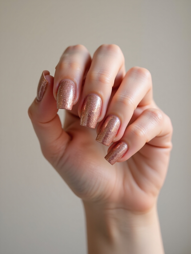 sheer rose gold micro glitter