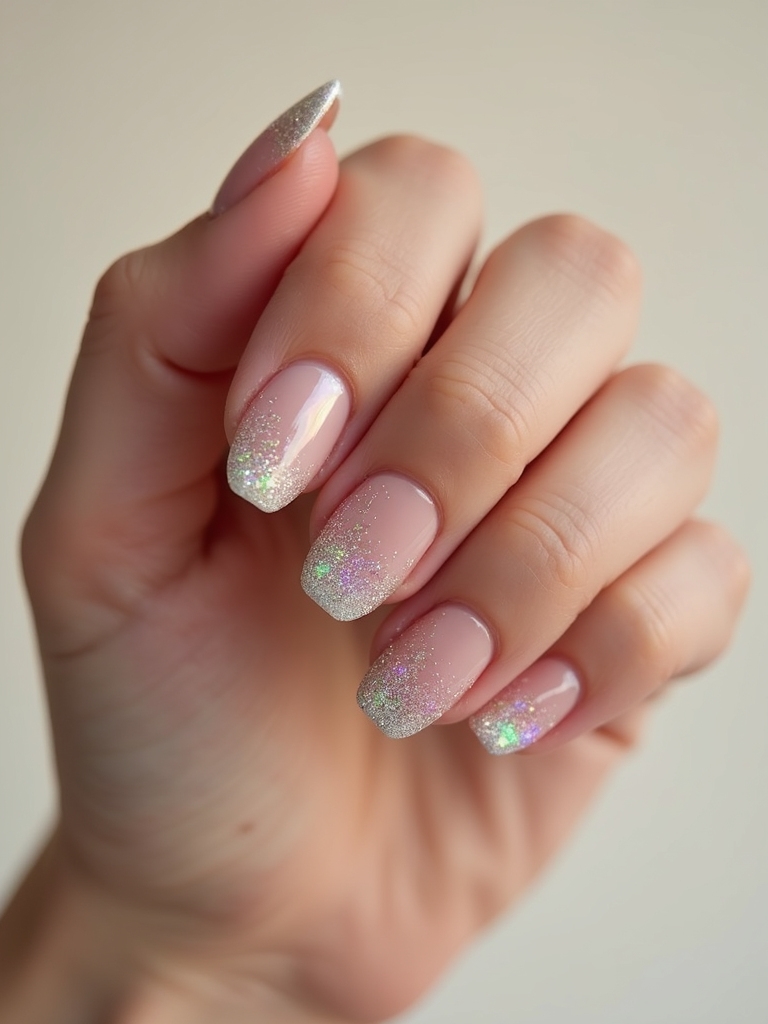 sheer to tip holographic ombr