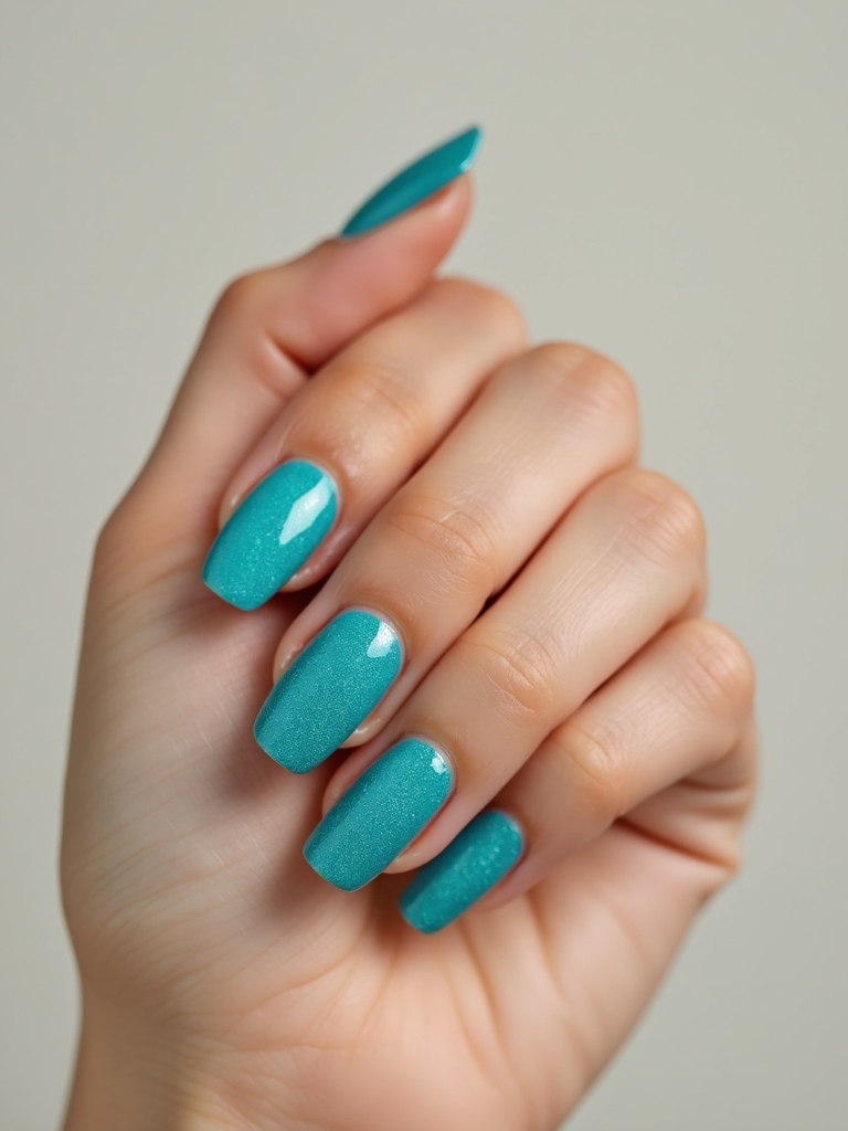 sheer turquoise shimmer tips