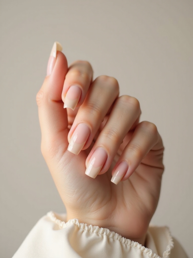 sheer warm beige manicure