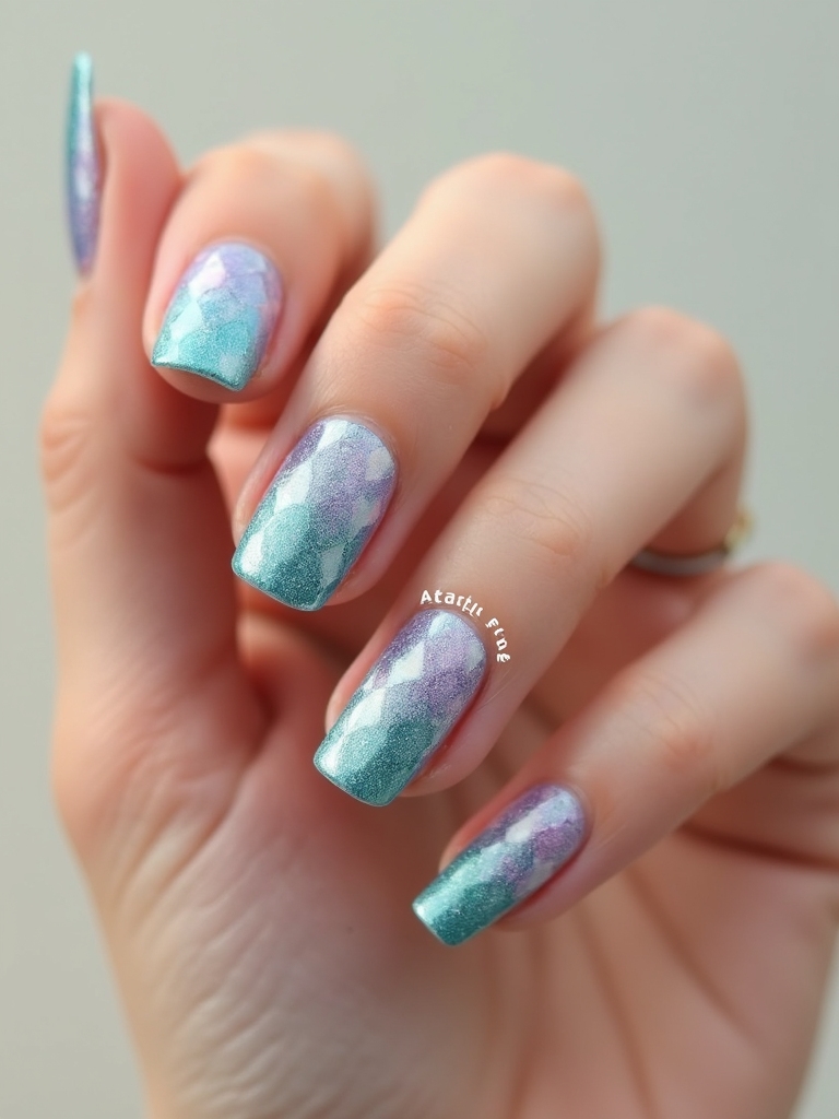 shimmering mermaid scale manicure