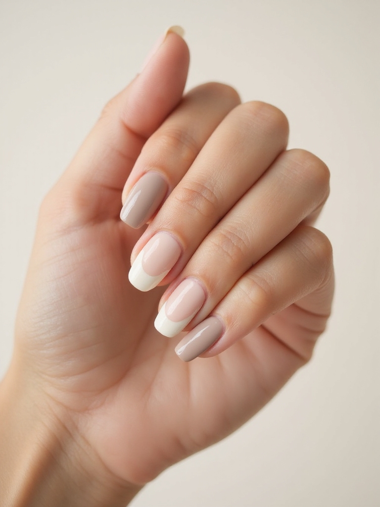 short squoval neutral nails