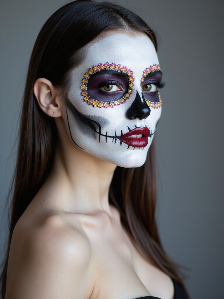 silver foiled jeweled skull glam