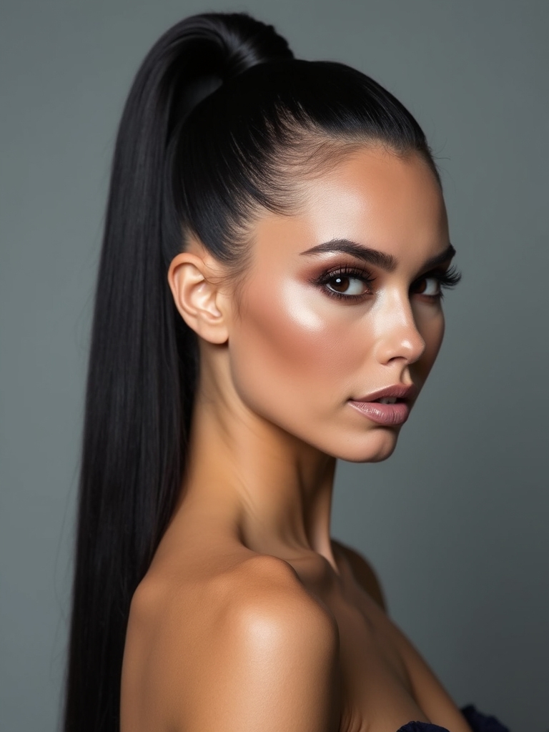 sleek polished high ponytail