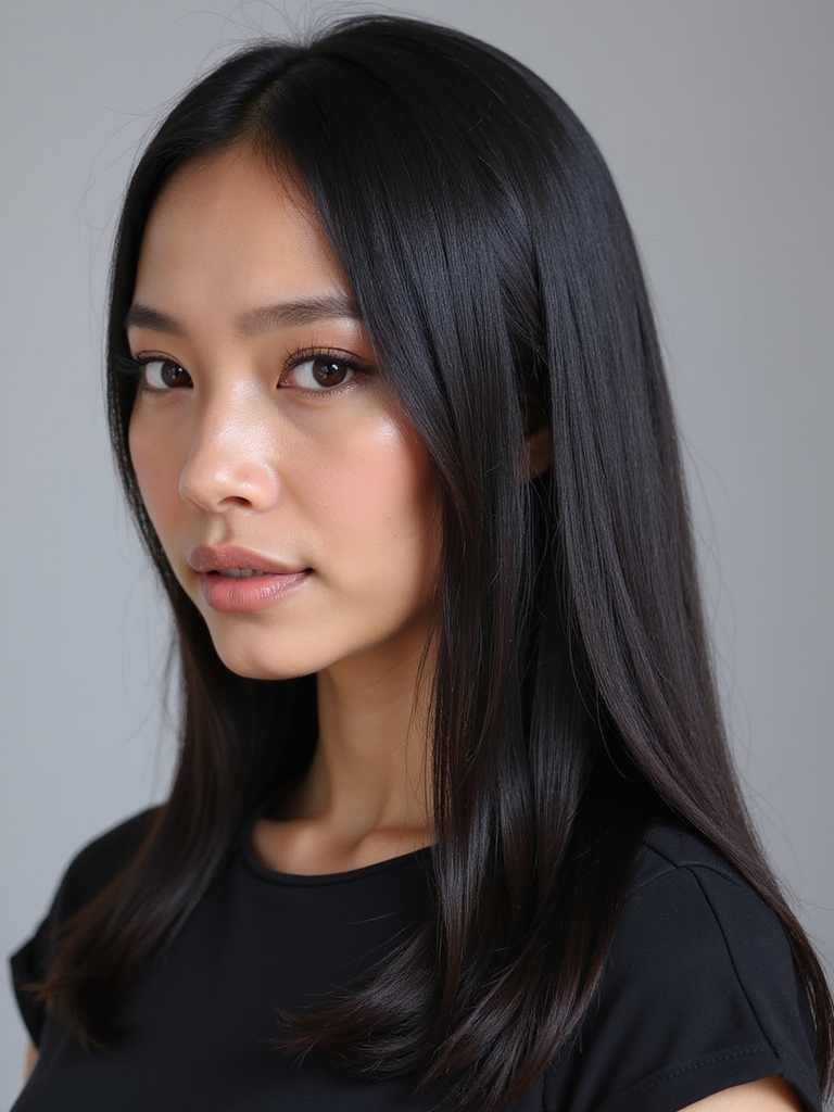 sleek straight polished hairstyle