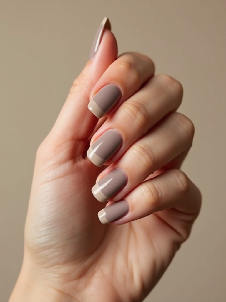 smoky taupe french tips