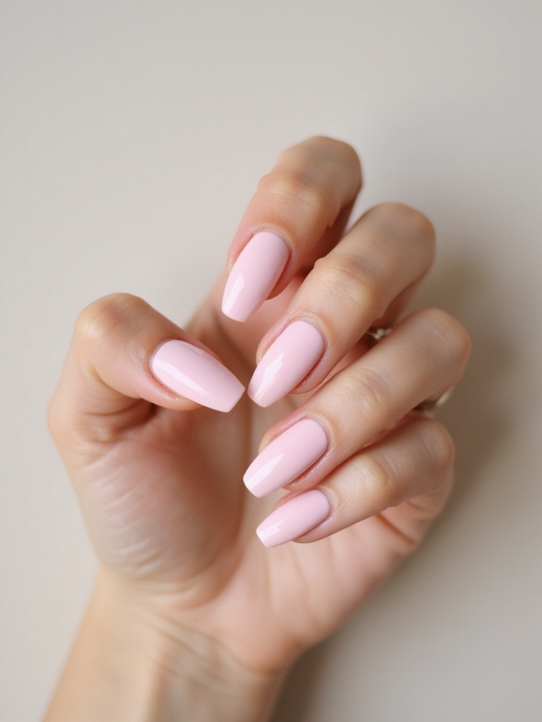 soft ballet pink almond nails