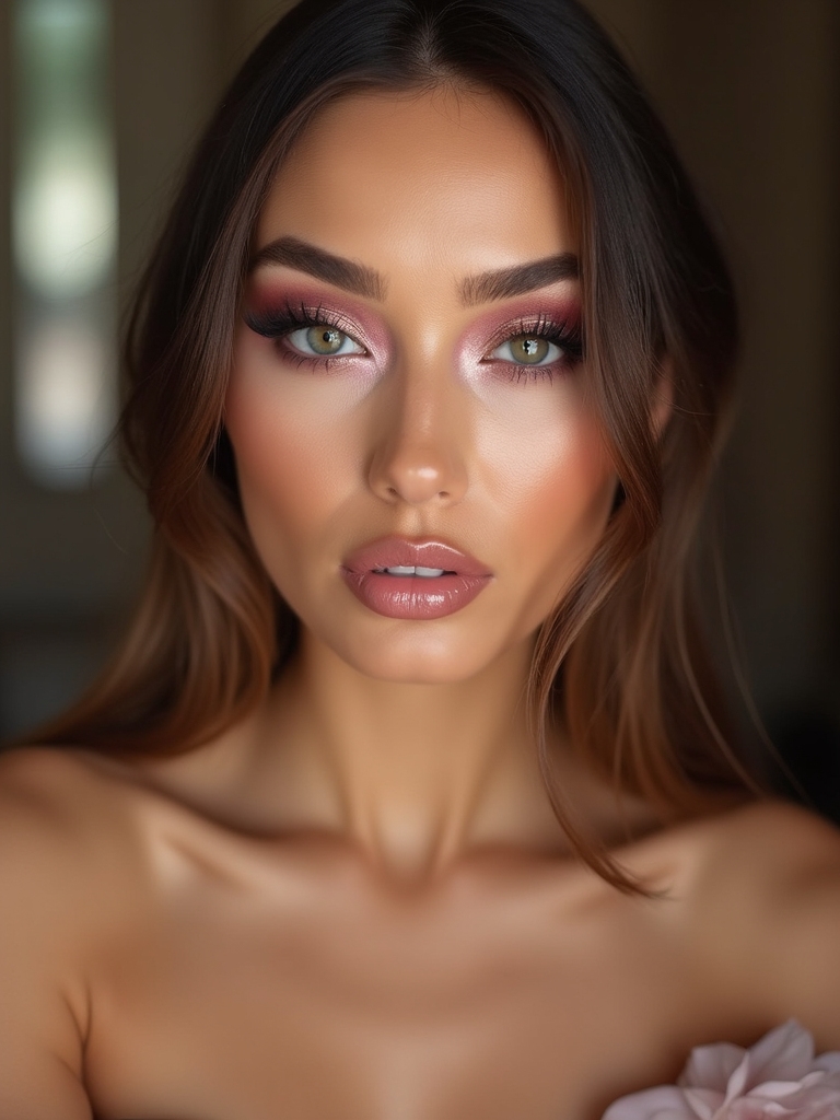 soft champagne halo shimmer
