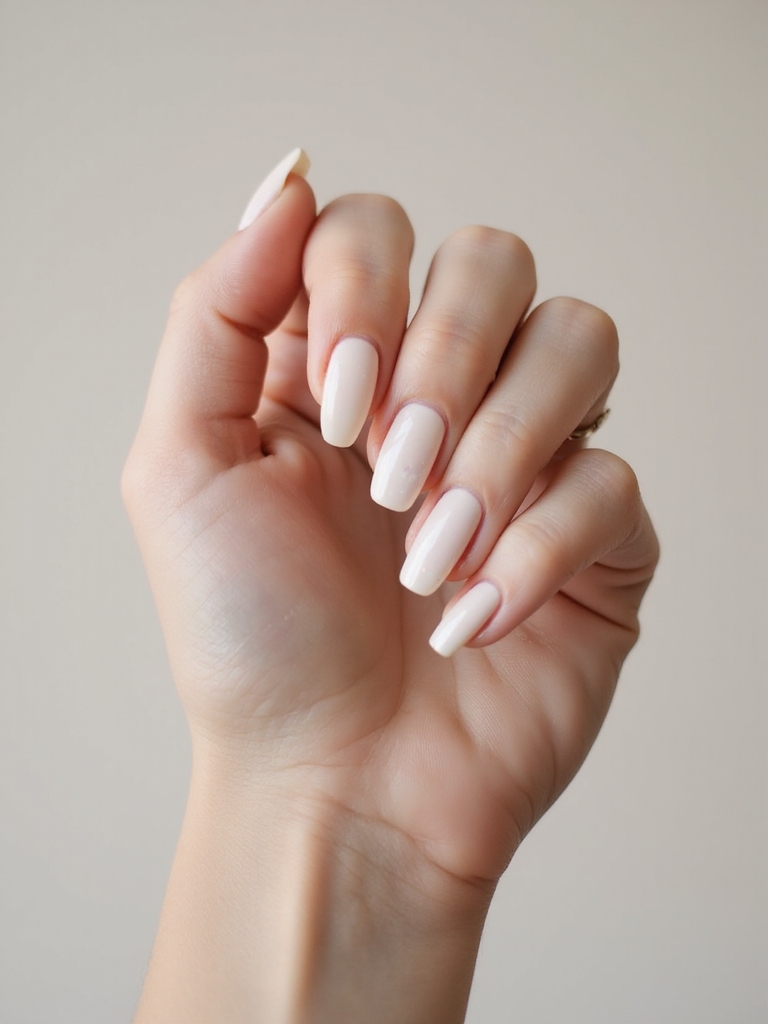 soft iridescent seashell manicure