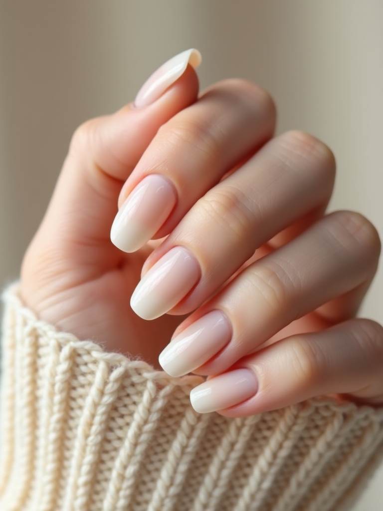 soft milky sheer neutral manicure