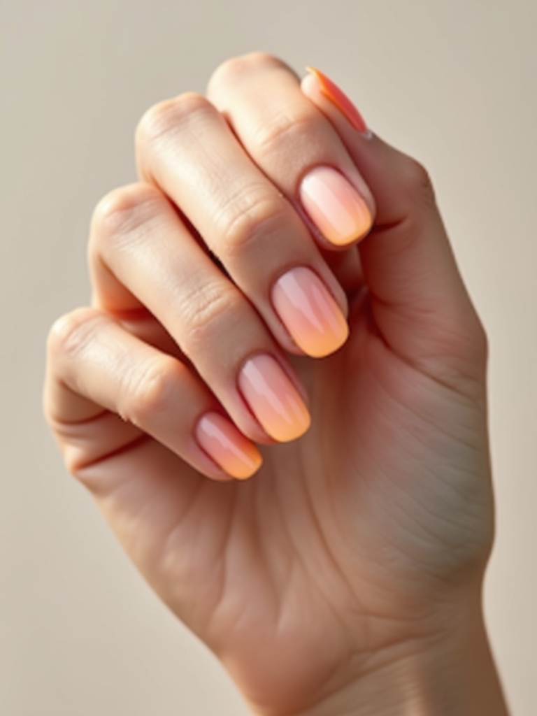 soft peach gradient manicure