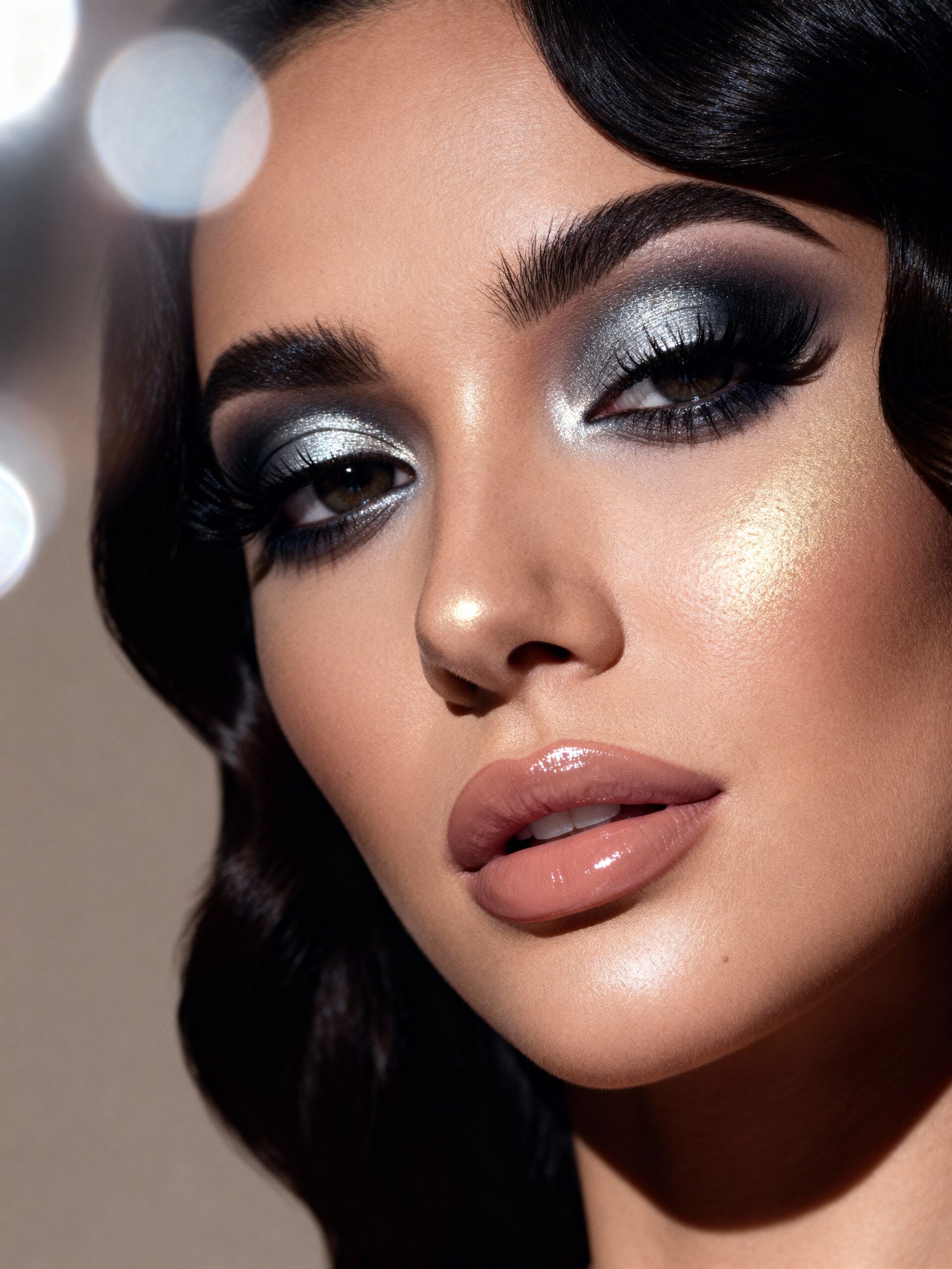 soft smoky glittered lid