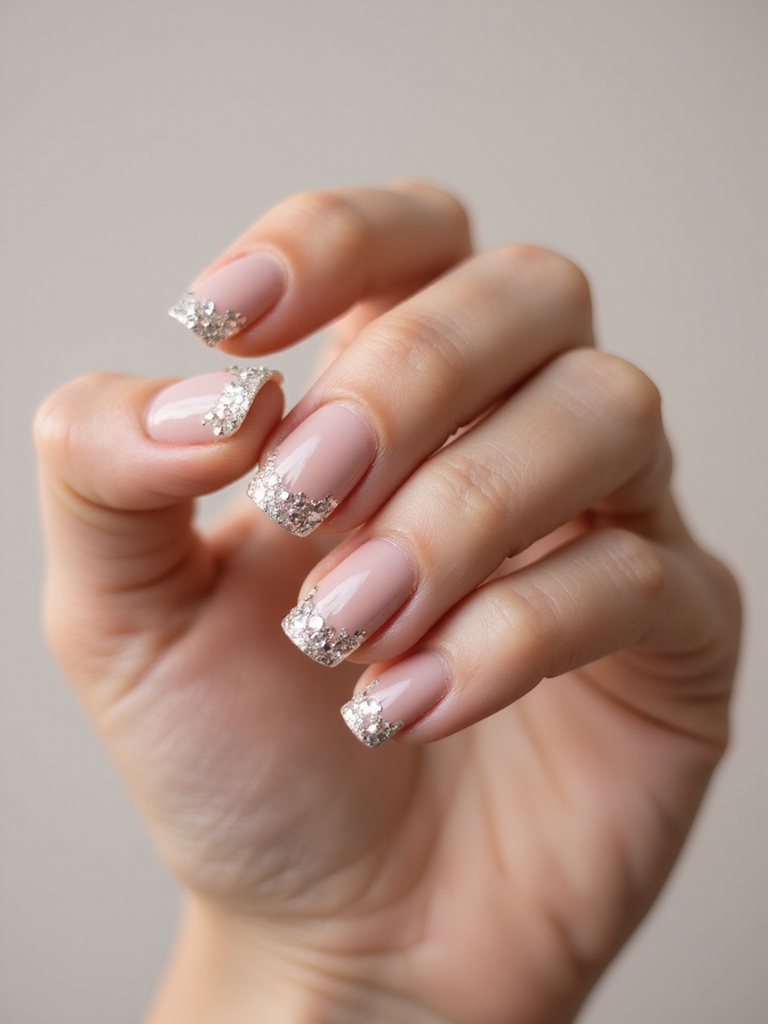 sparkling layered nail art