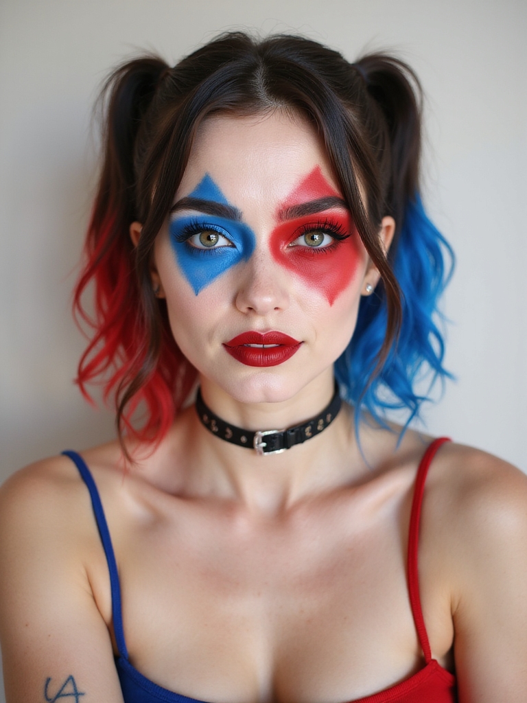 split electric blue crimson glam