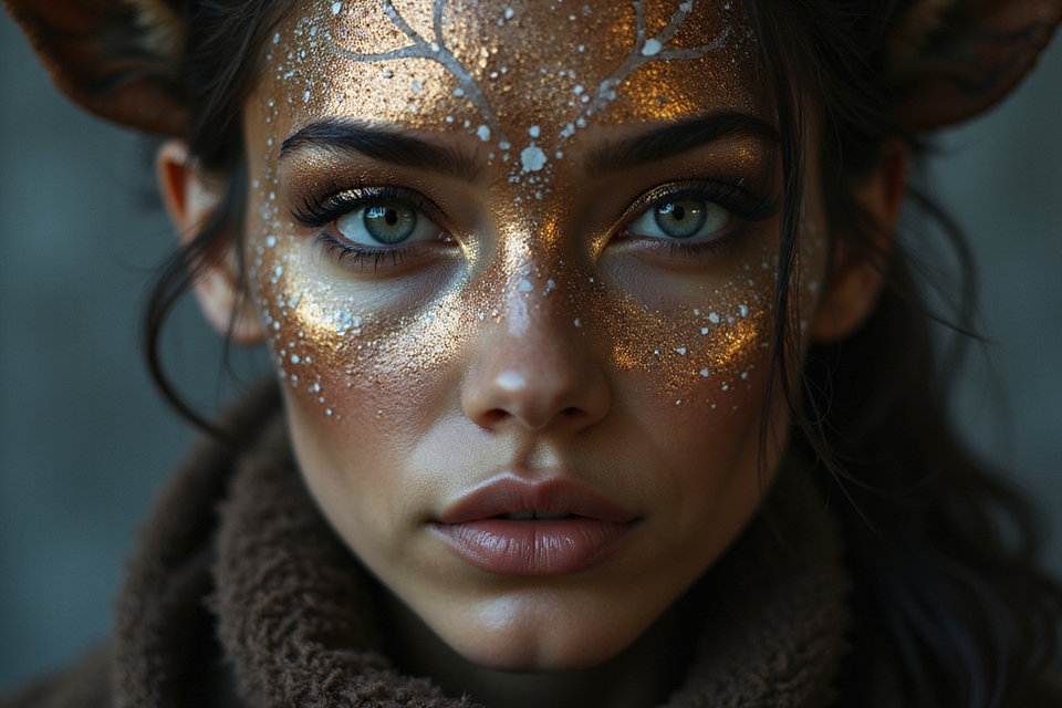 spooky glowing deer makeup