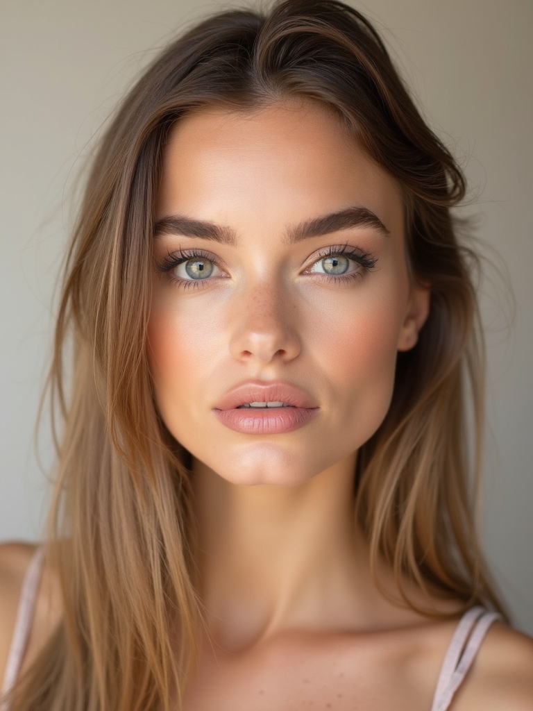 subtle brown tightlined eyes