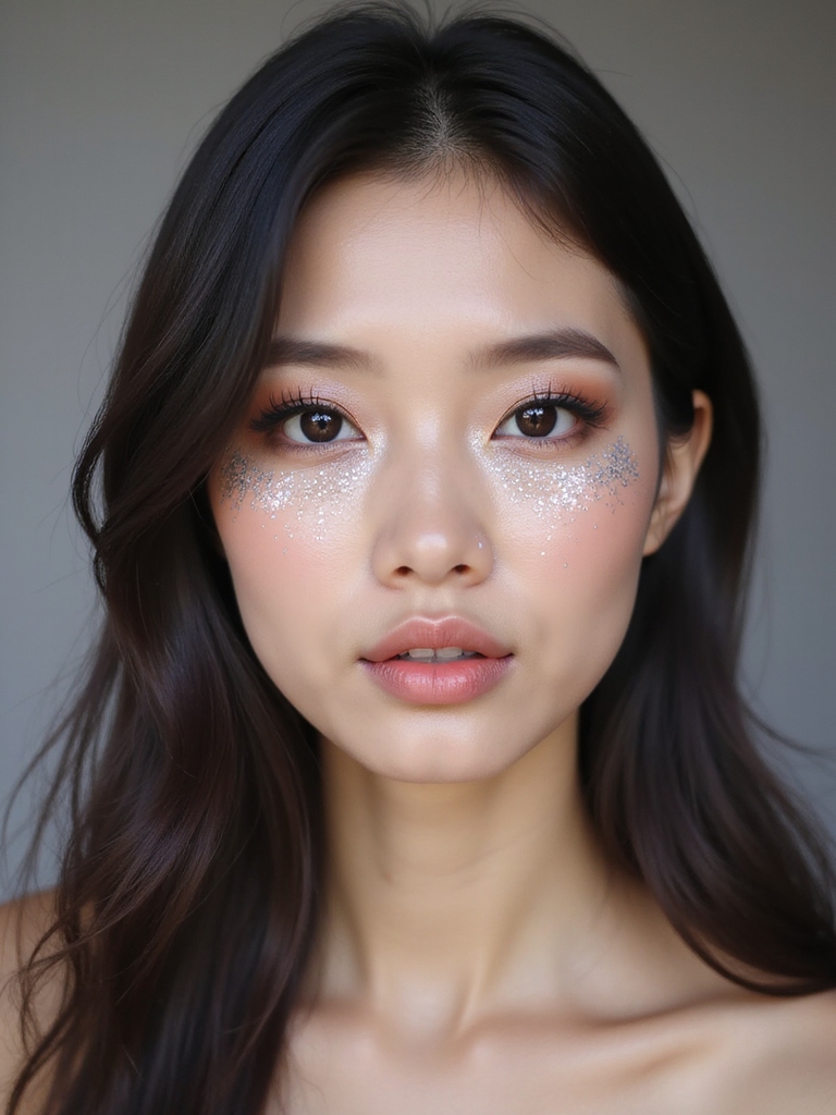 subtle glittered lower lashline
