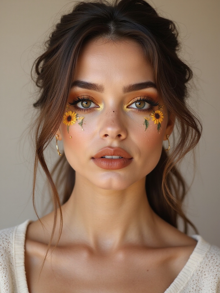sunflower inspired golden eye detailing