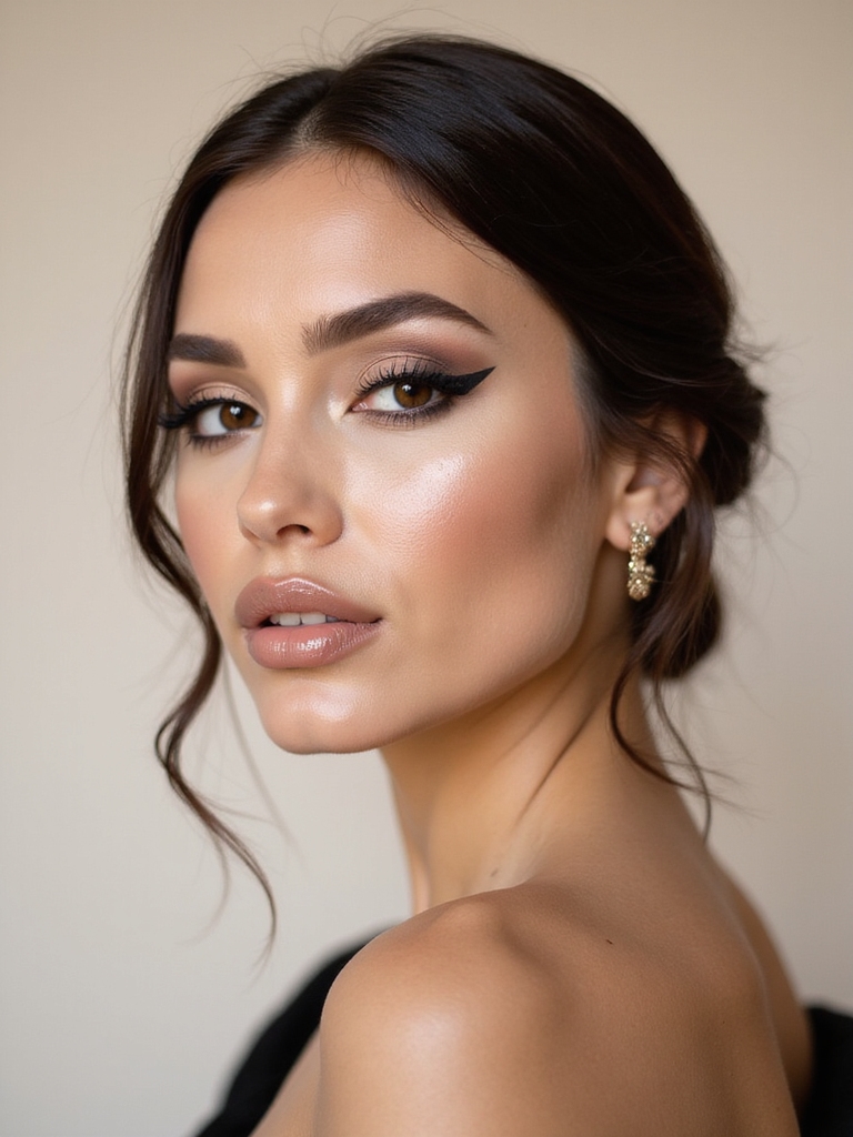 taupe cut crease with gloss