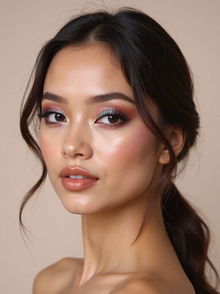 teal to purple halo shimmer