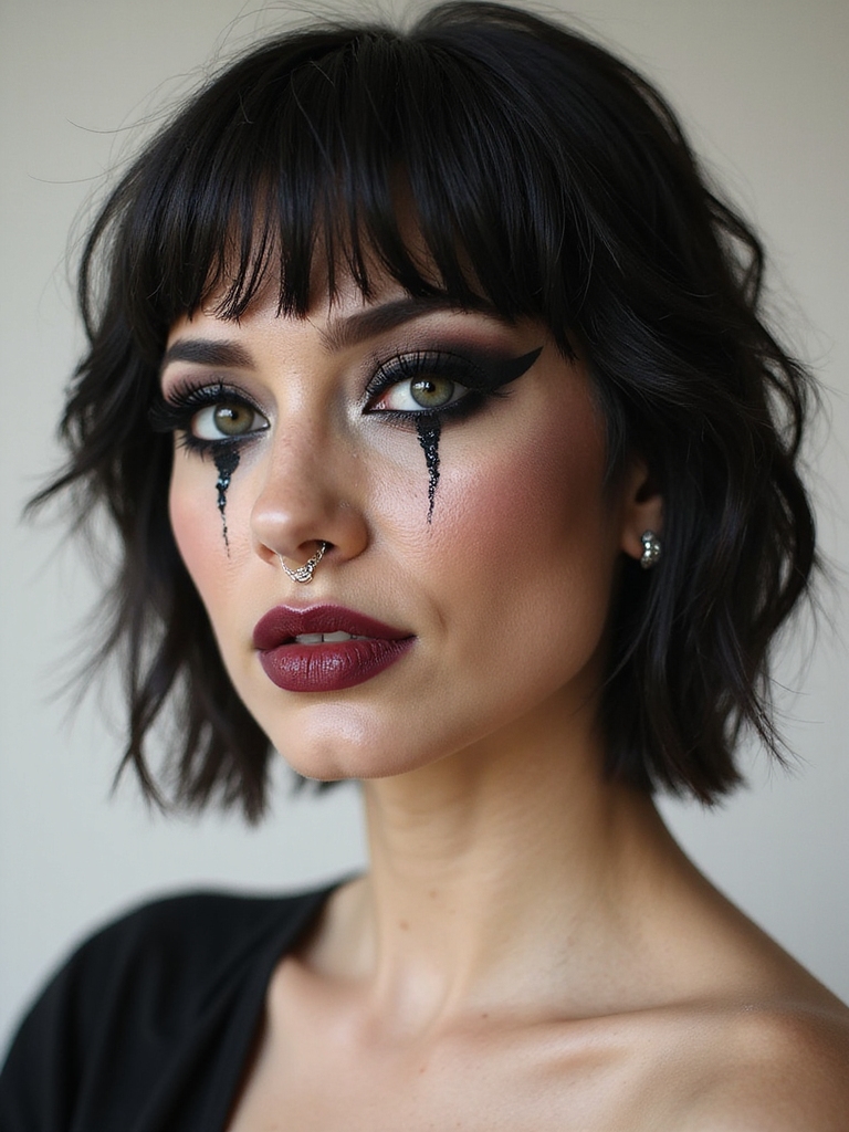 tear smudged mascara defiant vulnerability