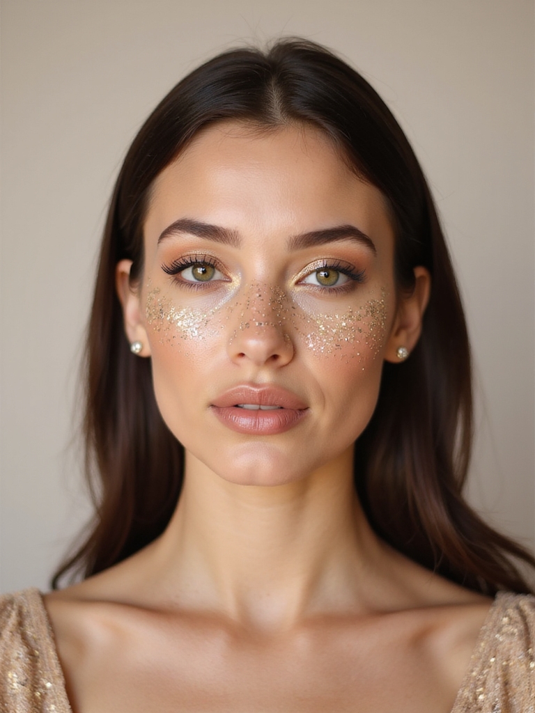 tiny metallic freckle placement