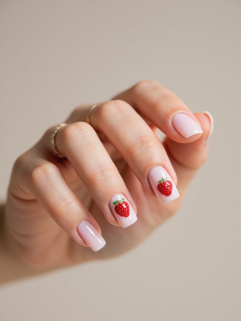 translucent gummy strawberry nail charms
