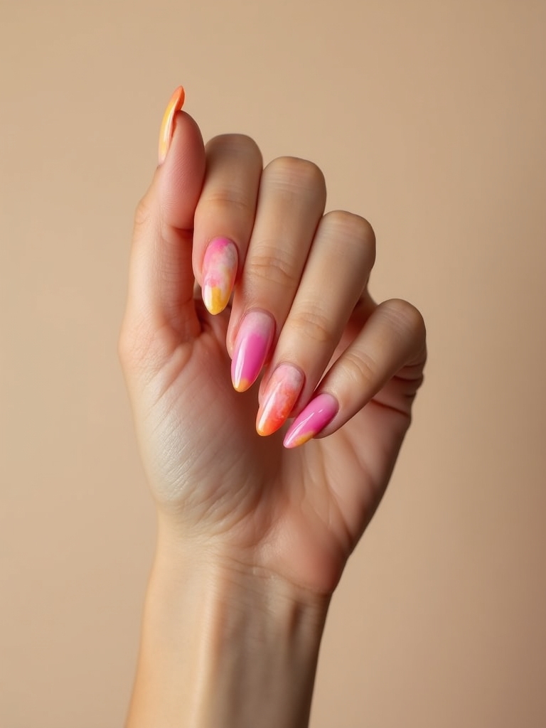 tropical sunset ombr nails