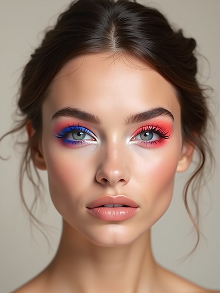 two tone navy and coral lashes