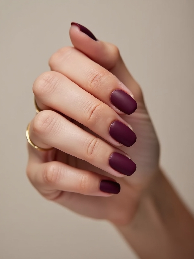 velvet matte berry manicure