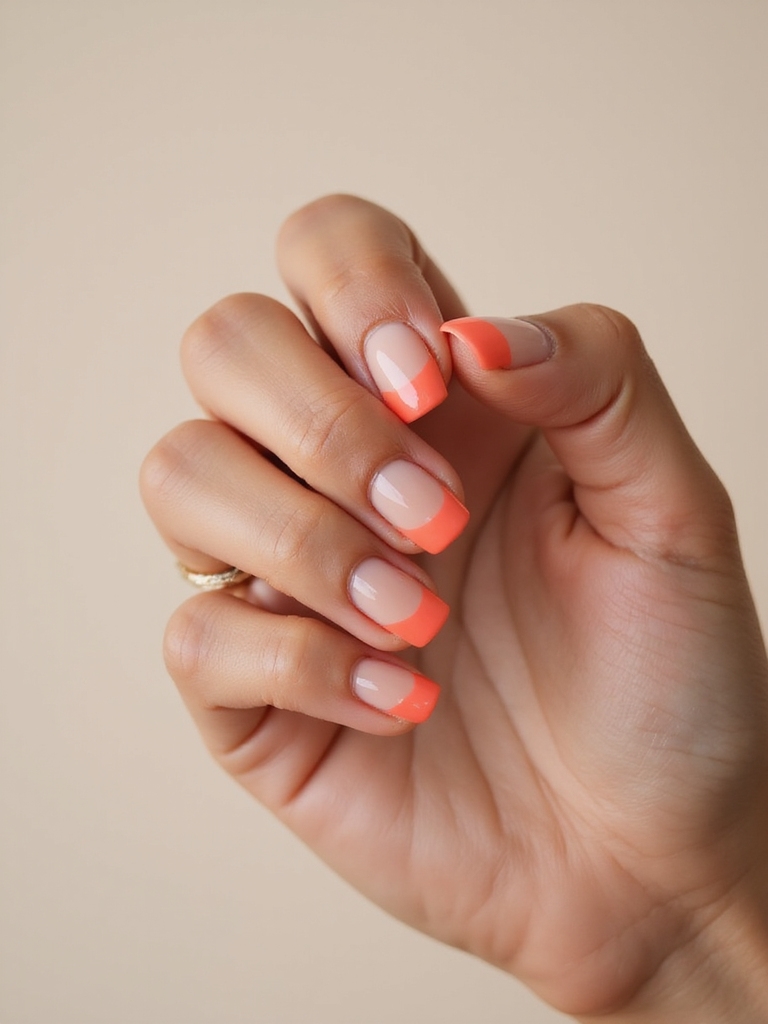 vibrant coral tipped french