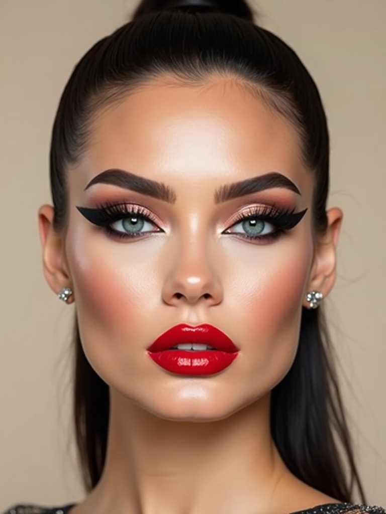 vinyl red lips sharp eye