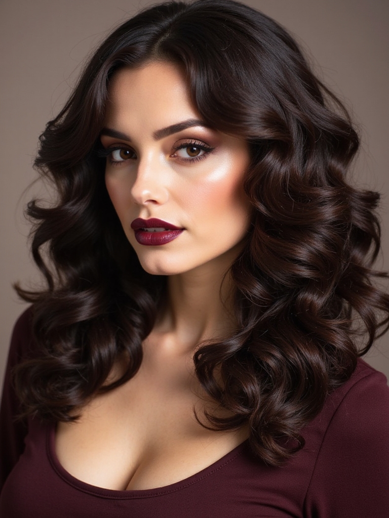 voluminous curls with hairspray