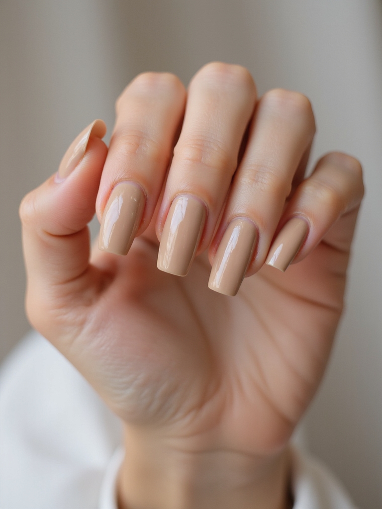 warm caramel coffin nails