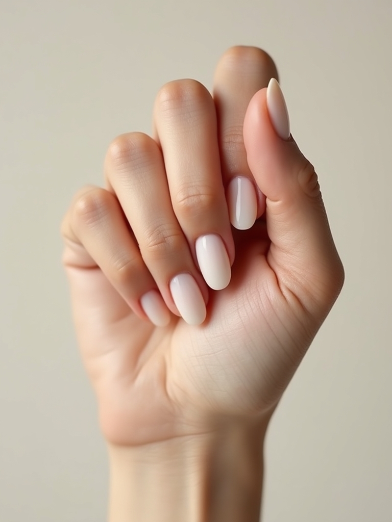 almond shaped milky glow nails